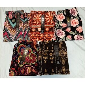 New! Bulk Lot 5 Pcs Women's Assorted Printed Brushed Leggings One Size
